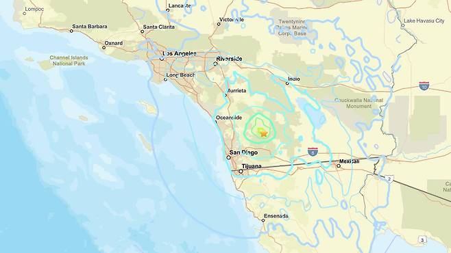 [14일(현지시간) 미 캘리포니아 남부 샌디에이고서 발생한 지진]