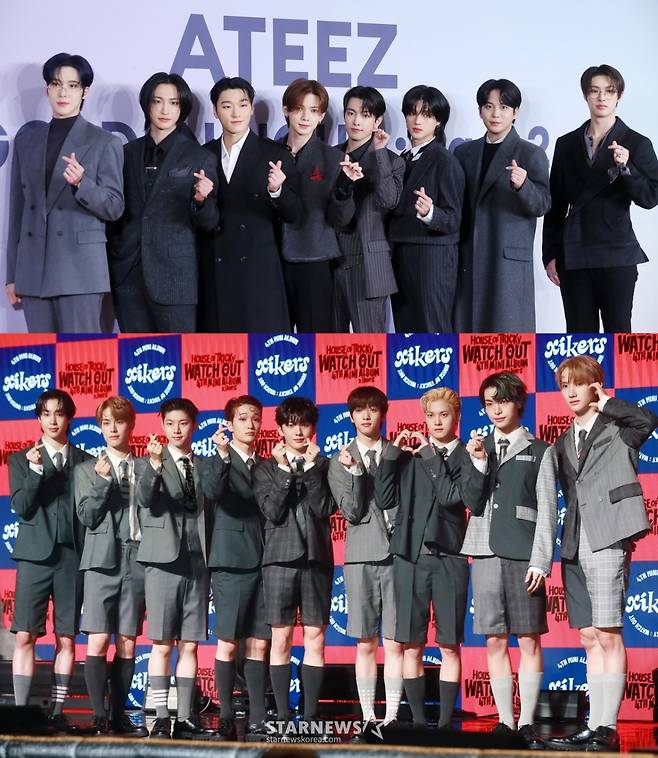 KQ엔터테인먼트 소속 에이티즈(ATEEZ, 위)와 싸이커스(Xikers) /사진=스타뉴스