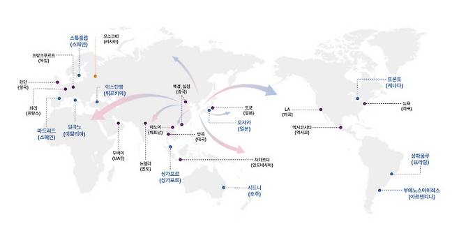 한국콘텐츠진흥원은 국내 콘텐츠 기업의 해외진출 지원을 위해 전 세계 총 22개국 25개 해외 비즈니스센터를 구축·운영 중이다.(사진=한국콘텐츠진흥원)