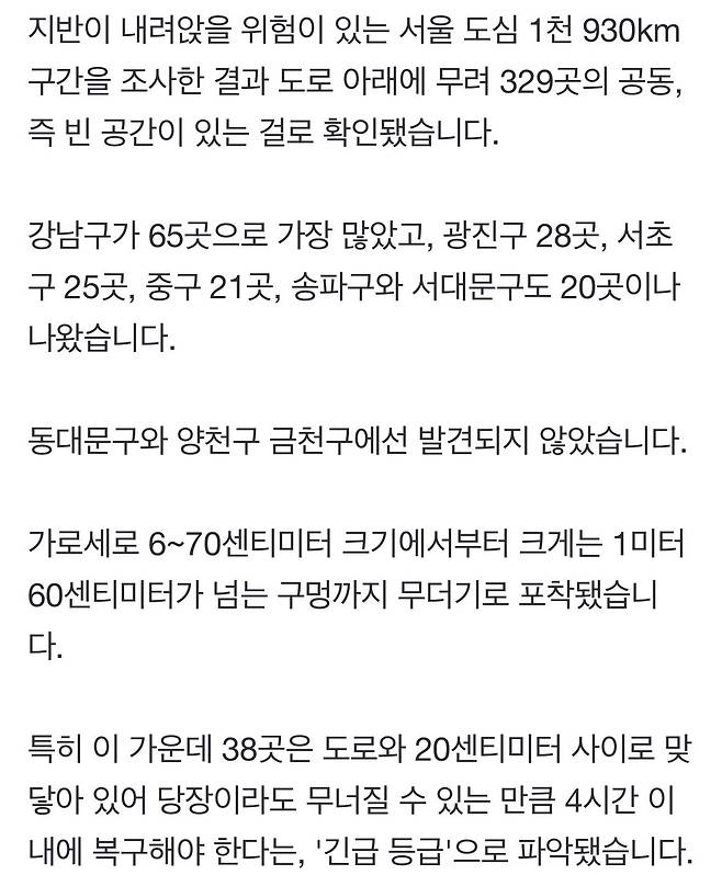 IMG_3903.jpeg [단독] 서울 도심 아래 \'빈 구멍\' 329곳 확인 ... 38곳은 \'긴급 복구 필요\'