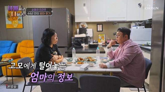 이건주가 친어머니를 만나기 전 고모에게 조언을 구하고 있다. /사진=TV조선 '아빠하고 나하고' 캡처