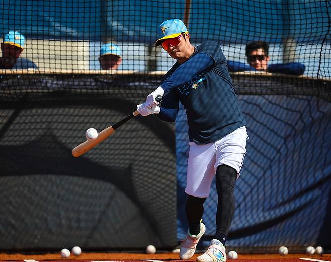 타격 훈련 중인 탬파베이 레이스 김하성