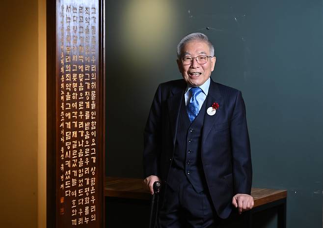 The Rev. Kim Sang-keun poses for a photo ahead of an interview with The Korea Herald at his office in Seoul on Tuesday. (Im Se-jun/The Korea Herald)