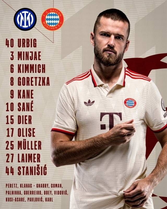 뮌헨은 골키퍼 우르비히를 시작으로 라이머-다이어-김민재-스타니시치-키미히-고레츠카-올리세-뮐러-자네-케인이 선발 출전한다. 사진=바이에른 뮌헨 SNS