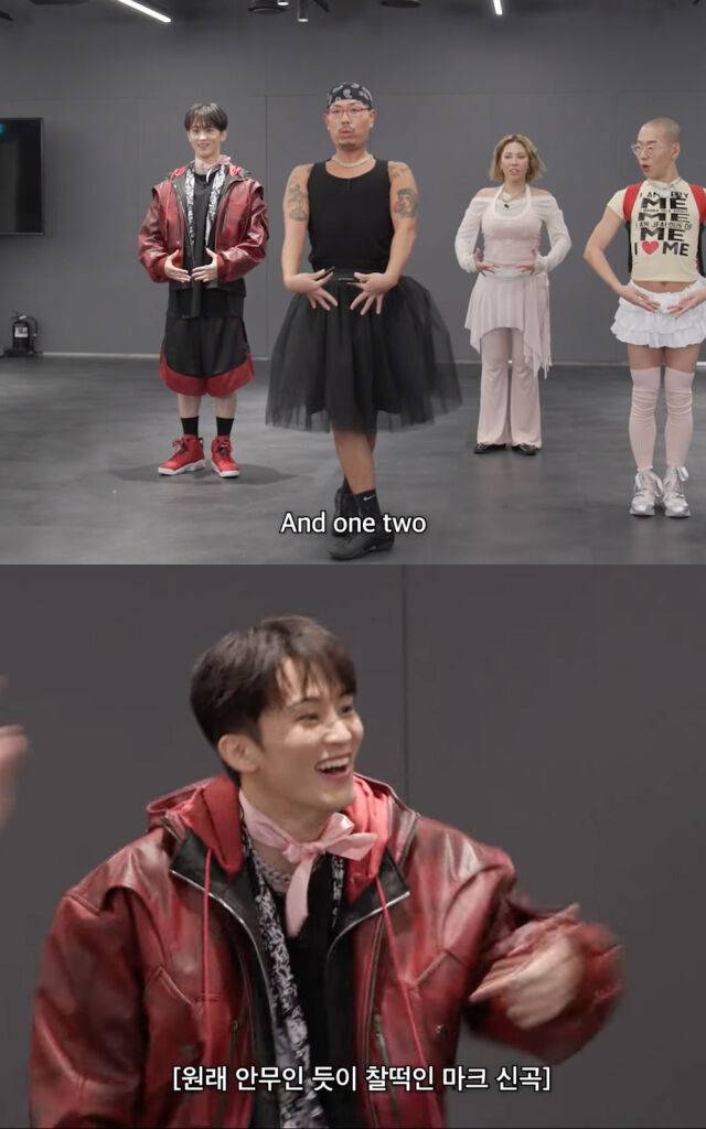 댄서 와쿤의 구령에 맞춰 힙레 안무를 배우는 출연진. /유튜브 '디바마을 퀸가비' 캡처