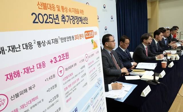 김윤상 기획재정부 2차관이 지난 17일 세종시 정부세종청사에서 2025년 제1회 추가경정예산안을 발표하고 있다. /뉴시스