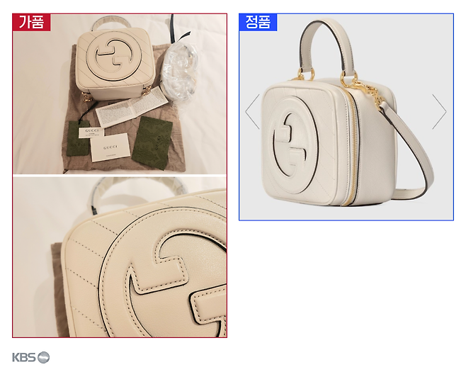 왼편은 기자가 구매한 짝퉁, 오른편은 브랜드 공식 홈페이지에서 캡처한 정품 사진. 가품임에도 더스트백과 취급 주의서(?) 등을 꼼꼼하게 챙겨준다. 기자도 명품 문외한이어서 정품과 얼마나 비슷한지 평가하기는 어렵다.