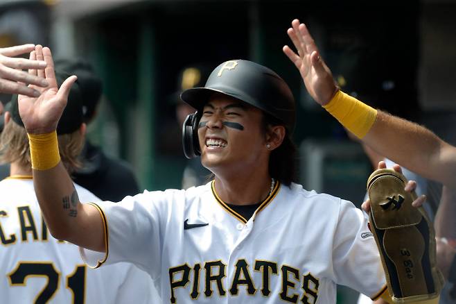 트리플A에서 활약 중인 배지환이 맹타를 휘둘렀다. 사진은 2024시즌 피츠버그 파이리츠에서 활약한 배지환의 모습. /사진=로이터