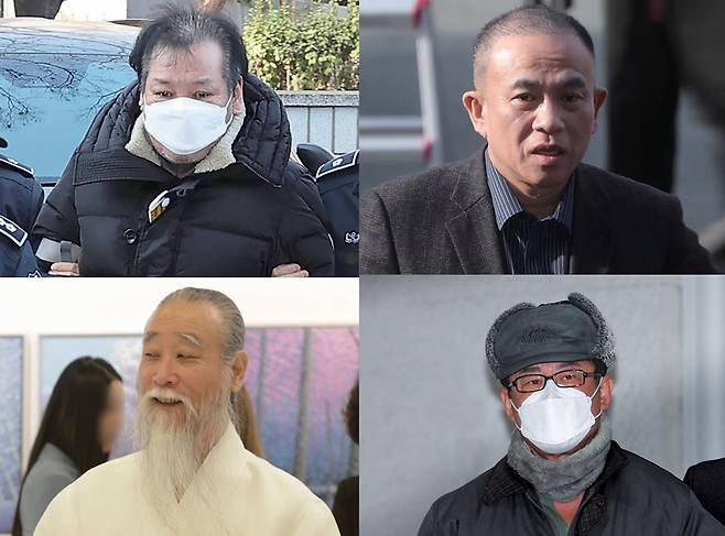 '건진법사' 전성배, '지리산 도사' 명태균, 역술인 천공(본명 이천공), '안산 보살' 노상원(전 정보사령관) ⓒ연합뉴스