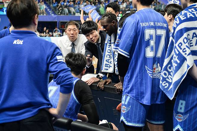 가스공사 작전타임 상황. 사진제공=KBL