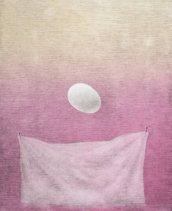 황규백의 메조틴트 판화 ‘분홍색 손수건과 달걀’(1973). 국립현대미술관 소장. [사진 국립현대미술관]