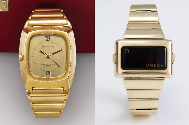 '쿼츠 파동' 직후 혼란의 시기 당시 정체성을 잃고 디지털화(?) 된 오메가 컨스텔레이션 시계.