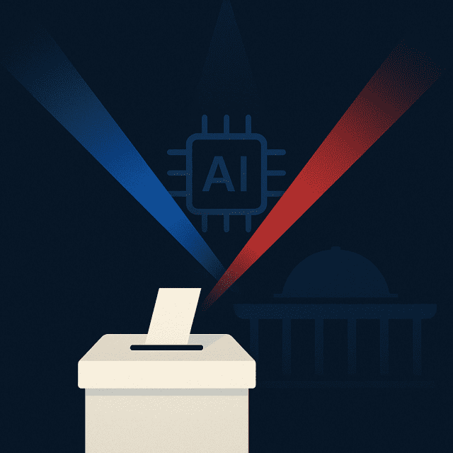 차기 대선을 두 달 앞두고 더불어민주당, 국민의힘, 개혁신당 등 주요 정당의 대선 후보들이 잇따라 인공지능(AI) 공약을 내놓고 있다. (사진=챗GPT 이미지 생성기)