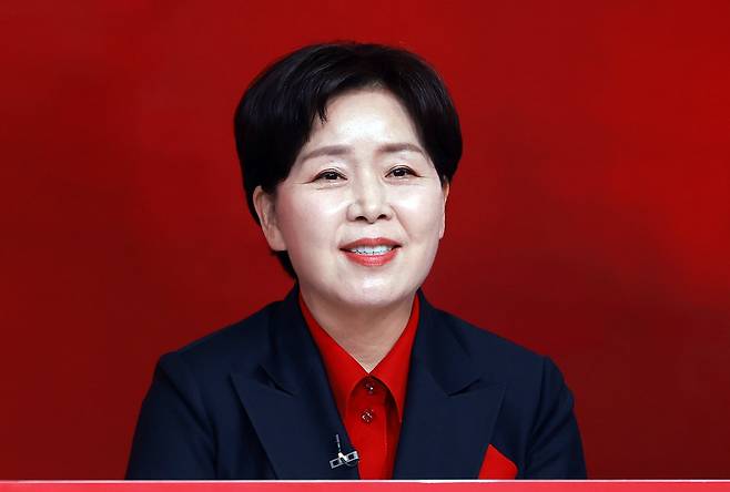 양향자 국민의힘 대선 경선 후보가 지난 19일 오후 서울 강서구 ASSA아트홀에서 열린 국민의힘 '제21대 대통령후보자 1차 경선 조별 ‘토론회에서 인사말을 하고 있다. /뉴스1
