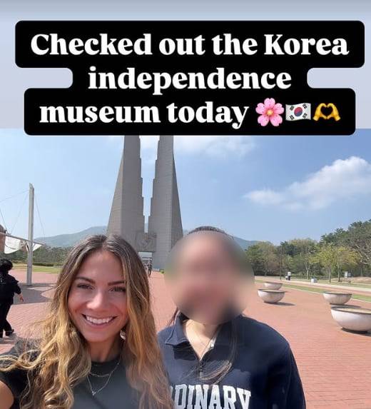 프로야구 한화 이글스의 외인 투수 라이언 와이스의 아내가 충남 천안의 독립기념관을 방문한 후 소감을 밝혔다. /헤일리 브룩 와이스 인스타그램