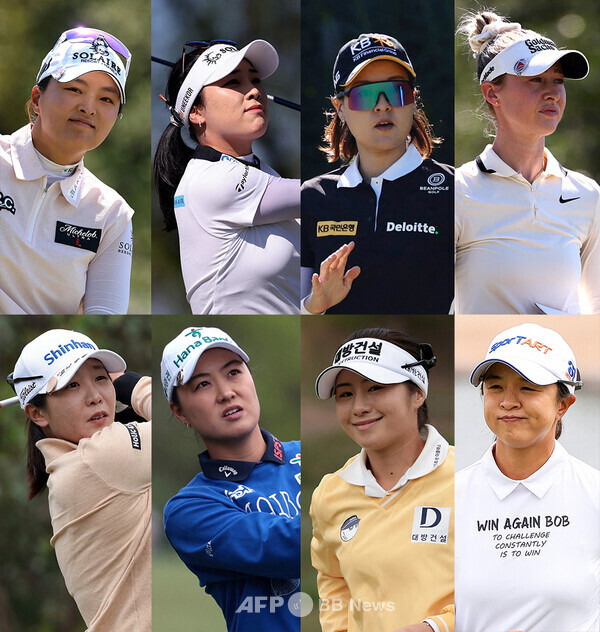 2025년 미국여자프로골프(LPGA) 투어 JM 이글 LA 챔피언십에 출전한 고진영, 윤이나, 전인지, 넬리 코다, 임진희, 이민지, 이정은6, 김세영 프로. 사진제공=ⓒAFPBBNews = News1