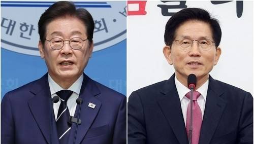 이재명 전 더불어민주당 대표(왼쪽), 김문수 전 고용노동부 장관. 연합뉴스