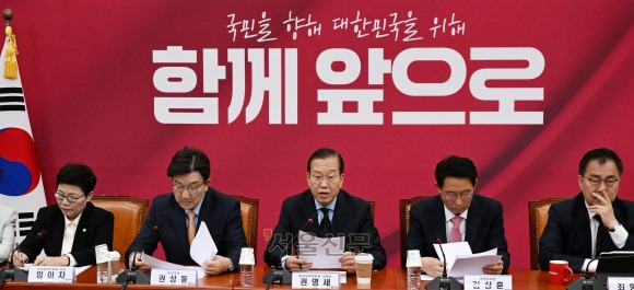 21일 권영세 국민의힘 비상대책위원장이 국회에서 열린 비상대책위원회의에서 발언하고 있다.2025.4.21. 안주영 전문기자