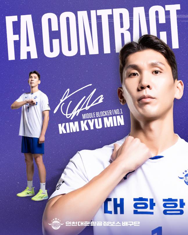 FA로 잔류를 선택한 김규민. /사진=인천 대한항공 제공