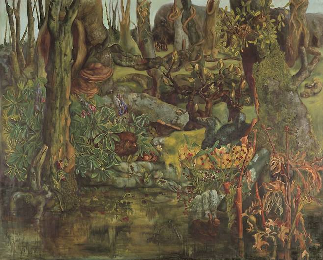 이질적 존재들이 숨어 있는 김종남의 ‘수변’(1941)./이타바시구립미술관