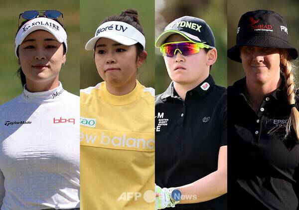 미국여자프로골프(LPGA) 투어 2025시즌 첫 메이저 대회 셰브론 챔피언십에 출전하는 윤이나 프로. 신인상을 다투는 루키 야마시타 미유, 이와이 아키에, 잉그리드 린드블라드. 사진제공=ⓒAFPBBNews = News1