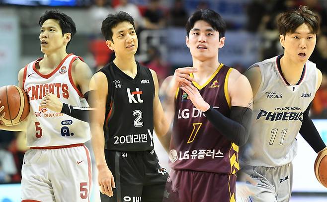 SK 김선형(왼쪽부터) KT 허훈, LG 유기상, 현대모비스 이우석. 사진=KBL
