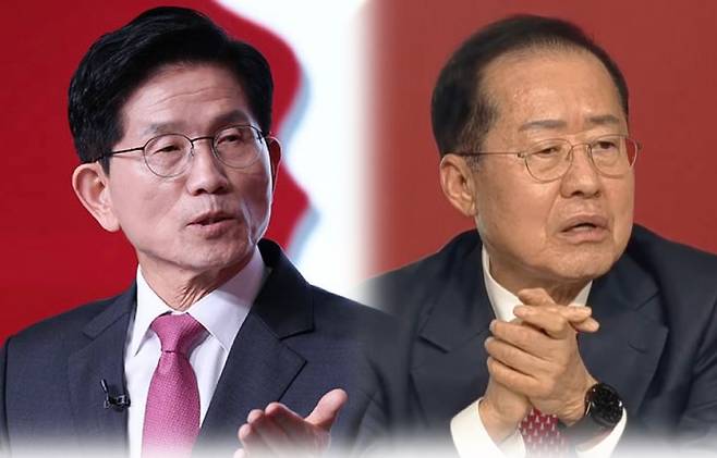 김문수 후보(왼쪽), 홍준표 후보