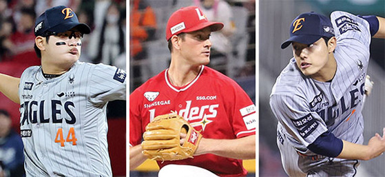 김서현, 앤더슨, 문동주(왼쪽부터 순서대로)