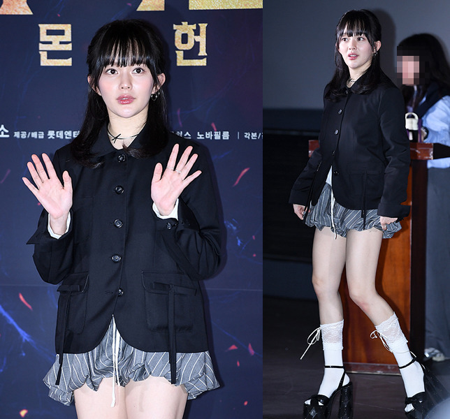 정지소가 인형 같은 비주얼과 넘치는 패션 센스로 레드카펫을 사로잡았다. 사진=천정환 기자