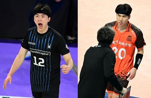 트레이드를 추진 중인 현대캐피탈의 전광인(왼쪽)과 OK저축은행의 신호진 [한국배구연맹 제공. 재판매 및 DB 금지]