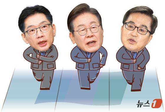(왼쪽부터) 더불어민주당 대선 경선 후보들인 김경수·이재명·김동연. ⓒ News1 김초희 디자이너