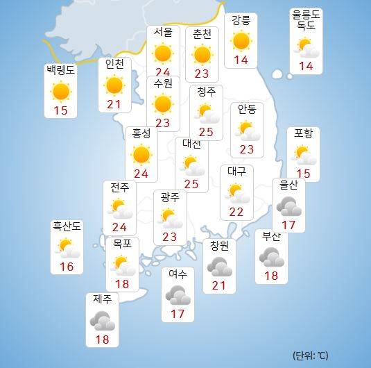 ⓒ기상청: 오늘(23일) 날씨
