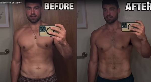미국의 한 피트니스 인플루언서가 일주일간 단백질 쉐이크만 마신 후 신체 변화를 공유했다./사진=데일리메일