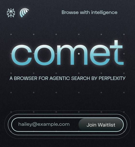 퍼플렉시티가 지난 2월 사전 등록을 받기 시작한 AI 브라우저 '코멧' 소개 화면. 코멧 홈페이지 캡처