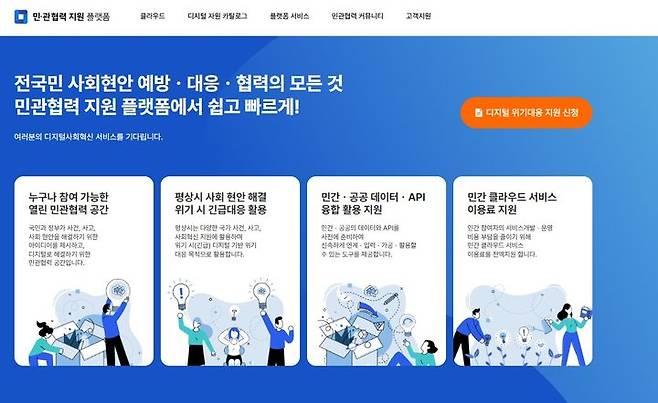 과학기술정보통신부는 '민관협력 지원 플랫폼'의 실행 기반을 강화한다고 23일 밝혔다. 이를 위해 카카오모빌리티의 길찾기 API 5종과 SDK 등이 플랫폼을 통해 제공된다. (사진=민관협력 지원 플랫폼 홈페이지 캡처) *재판매 및 DB 금지