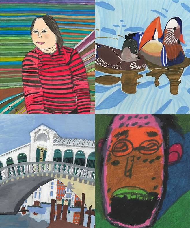 [대구=뉴시스] 위 왼쪽부터 시계 방향으로 정은혜, 박종선, 임우진, 피주헌 작가 작품. (사진=행복북구문화재단 제공) 2025.04.23. photo@newsis.com *재판매 및 DB 금지