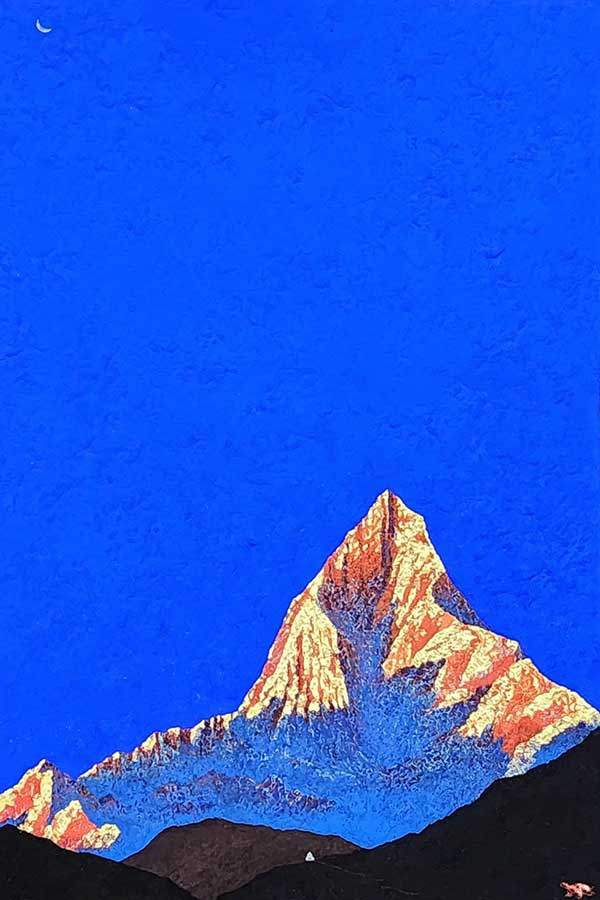 선 Meditation, 61ⅹ91cm. 한지에 채색, 순금박. 2025.