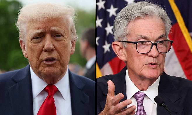 도널드 트럼프 미국 대통령(왼쪽),&nbsp;제롬 파월 미 연방준비제도 의장. 로이터연합뉴스