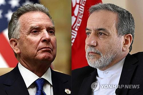 위트코프 특사와 아락치 장관 (AFP 연합뉴스 자료사진) 2025년 2월 18일 촬영된 미국 대통령 중동 특사 스티브 위트코프(왼쪽)의 모습과 2025년 3월 7일 촬영된 이란의 압바스 아락치(오른쪽) 외무장관의 모습을 나란히 배치한 합성사진. 2025.04.22 photo@yna.co.kr