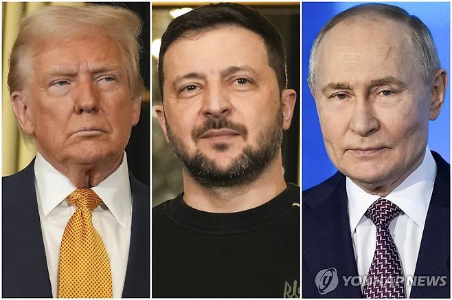 왼쪽부터 트럼프, 젤렌스키, 푸틴  [AP=연합뉴스 자료사진]