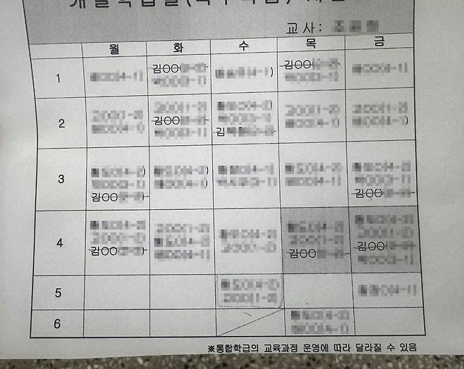 특수교육 수업시간표에서 배제된 장애아동 [부모 제공, 재판매 및 DB 금지]