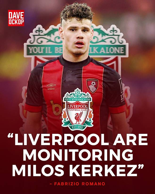 [스포츠조선 강우진 기자]리버풀이 이번 여름 본머스의 스타 수비수 밀로시 케르케즈 영입 경쟁에서 선두를 달리고 있다고 한다. 케르케즈는 이번 시즌 공식경기 36경기에 출전해 2골 6도움을 기록 중이다.

영국 기브미스포츠는 24일(한국시각) '비록 케르케즈에게 바이아웃 조항은 없지만, 만약 4000만 파운드(약 750억원) 수준의 제안이 들어올 경우 본머스는 그의 이적을 막지 않을 것으로 알려졌다'라고 보도했다. 사진=SNS