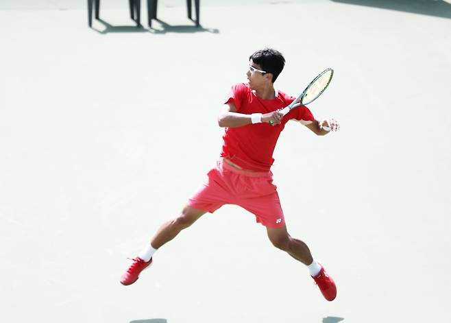 광주오픈챌린저 8강에 오른 정현(사진/광주테니스협회)