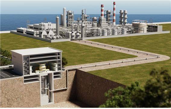 민관이 2024년 7월부터 개발하고 있는 고온가스로 '헥타르(HECTAR)' 조감도. 부지 면적을 대형 원전에 비해 현저히 작은 헥타르 단위로 설계할 계획이다. 한국원자력연구원.