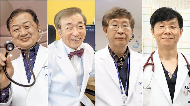 강원대병원 소아청소년과 의사 신희영(왼쪽부터), 황용승, 김병일, 김호성 교수./장련성 기자, 강원대병원