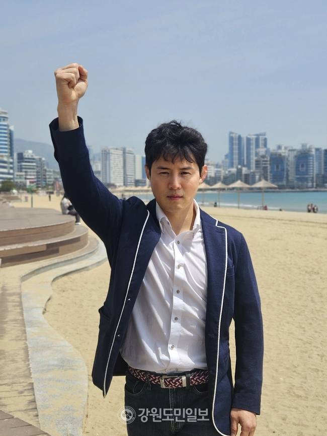 ▲ 2008년 베이징올림픽 유도 금메달리스트 최민호 전 국가대표 선수는 24일 부산에서 국민의힘 한동훈 대선 후보에 대한 지지를 선언했다.