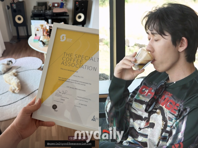 코드 쿤스트가 커피 자격증을 취득했다./코드쿤스트 인스타그램 스토리 캡처 & MBC '나혼자산다' 방송화면 캡처