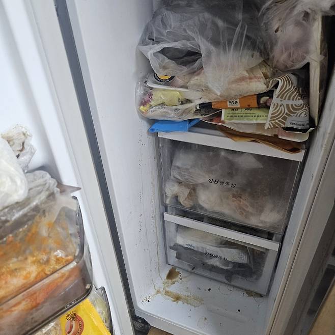 정전으로 녹은 냉동식 음식물 [시청자 제공]