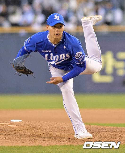 [OSEN=잠실, 조은정 기자]29일 서울 송파구 잠실야구장에서 2025 신한 SOL Bank KBO리그 두산 베어스와 삼성 라이온즈의 경기가 열렸다.이날 홈팀 두산은 잭로그를, 원정팀 삼성은 원태인을 선발 투수로 내세웠다.6회말 삼성 배찬승이 역투하고 있다.2025.03.29 /cej@osen.co.kr