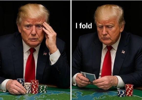 미중 무역전쟁을 도널드 트럼프 미국 대통령과 시진핑 중국 국가주석 간의 포커게임으로 풍자한 밈이 엑스(X·옛 트위터)에서 화제를 모으고 있다. 엑스 캡처